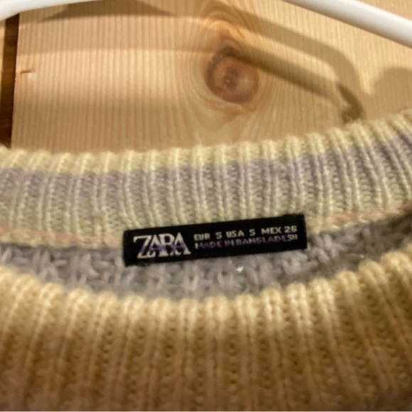 Zara Pastel Striped Crew Neck Sweater - Picture 3 of 3
